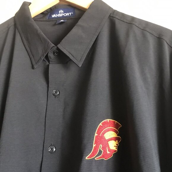 Vansport USC Trojans Long Sleeve Button up Dress Shirt 2X Shirt Black - Picture 3 of 7